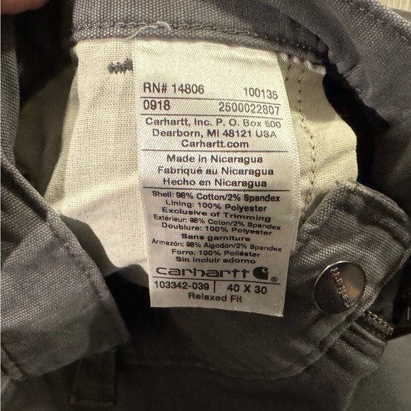 Carhartt work pants grey relaxed fit canvas - Picture 5 of 5